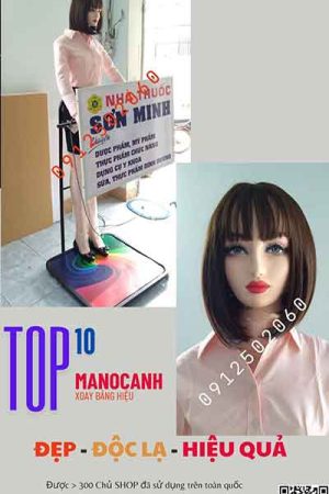 robot manocanh lắc lắc bảng hiệu