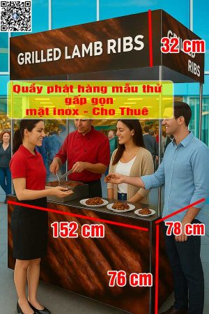 quầy phát hàng mẫu gấp gọn mặt inox cho thuê