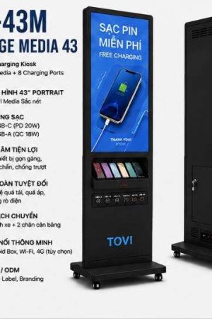 TOVI-UC43-M-08- kệ quảng cáo tivi màn hình sạc điện thoại miễn phí 6 cổng